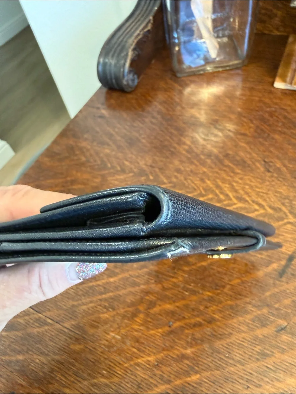 CHANEL Black Caviar Leather Continental Wallet with CC Snap with COA